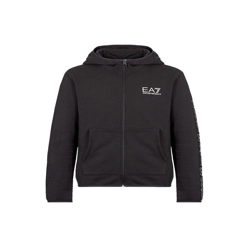 Emporio Armani EA7 SS22 Classic Logo Hooded Zip-Up Jacket Men jackets Black 6GPM32-J07Z-1200 S