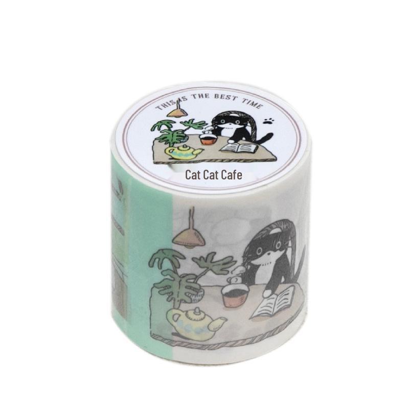 Dämmerungs-Katzenkaffee-Serie: Süße Katzen-Illustration Stanz-Washi-Tape