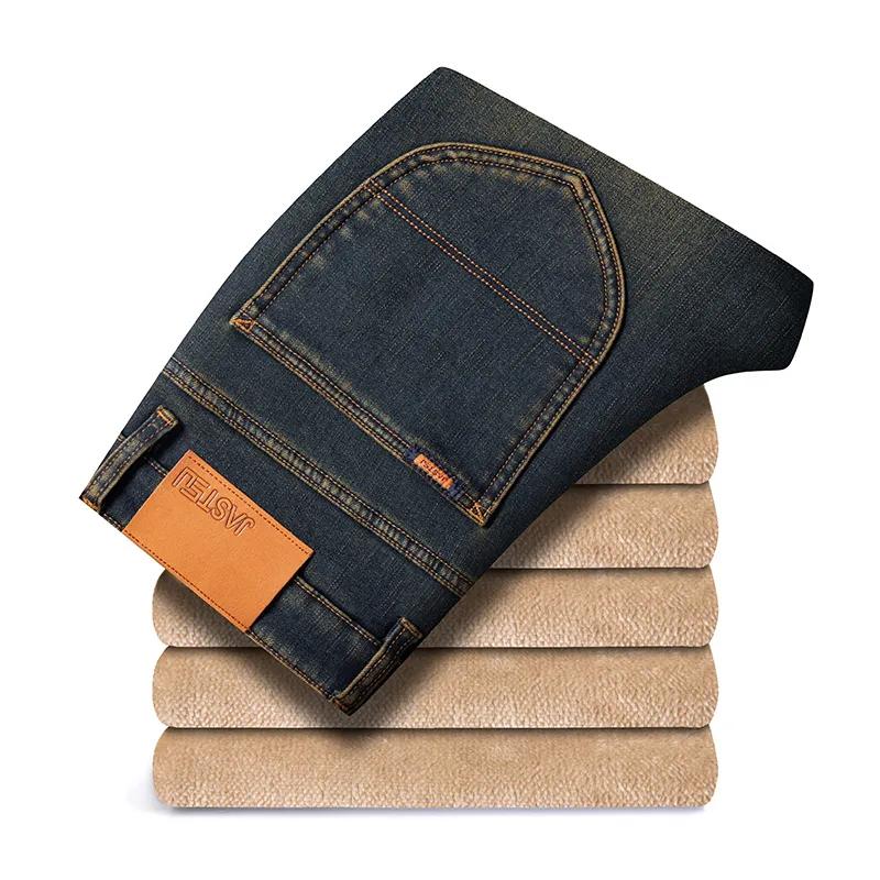 

Мужские зимние утепленные флисом джинсы, устойчивые к холоду, эластичные, теплые штаны 26