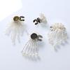 White Pearls Sleeve Button Floral Beaded Button Covers Fashion Tassel Cufflinks  Suit Accessories