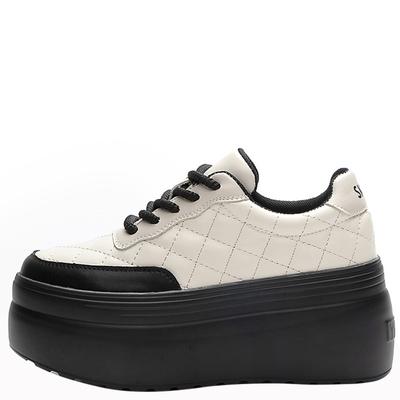 8cm 2025 Nähen Kuh Echtleder Plateau Frühling Vulkanisiert Klobiger Sneaker Herbst Damen Flats Loafer Hohe Marke Bequeme Schuhe