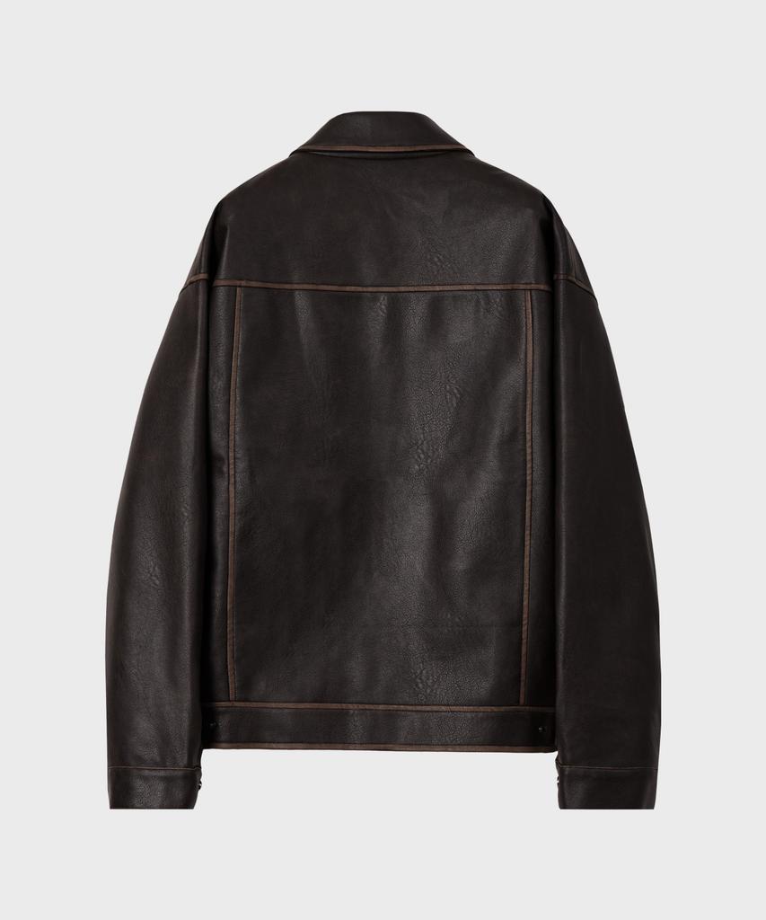 Leire Vintage Washed Leather Jacket [Brown]