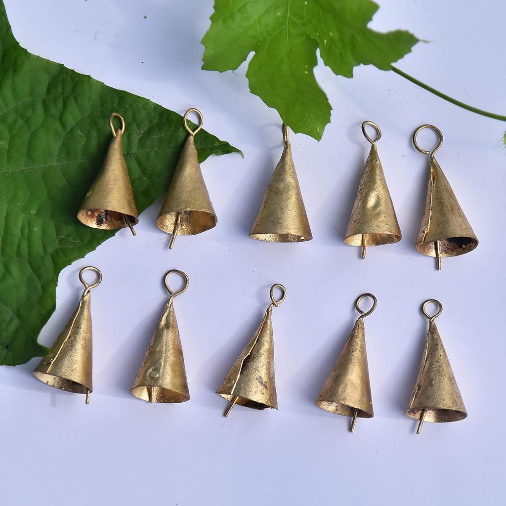 Vintage Gold Metal Bells  1.75 Inch Pack of 10 for Festive Crafts, Farmhouse Decor, Trees and Wind Chimes