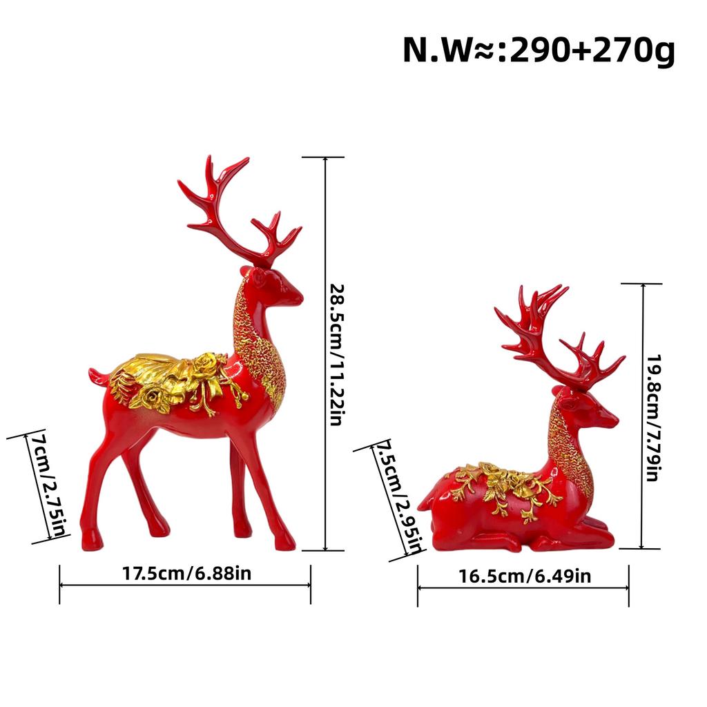 Kunstharzhandwerk Wassertransferdruck Bunte Hirschornamente Kreatives Paar Hochzeitsgeschenk Heim Wohnzimmer Weinschrank Dekoration