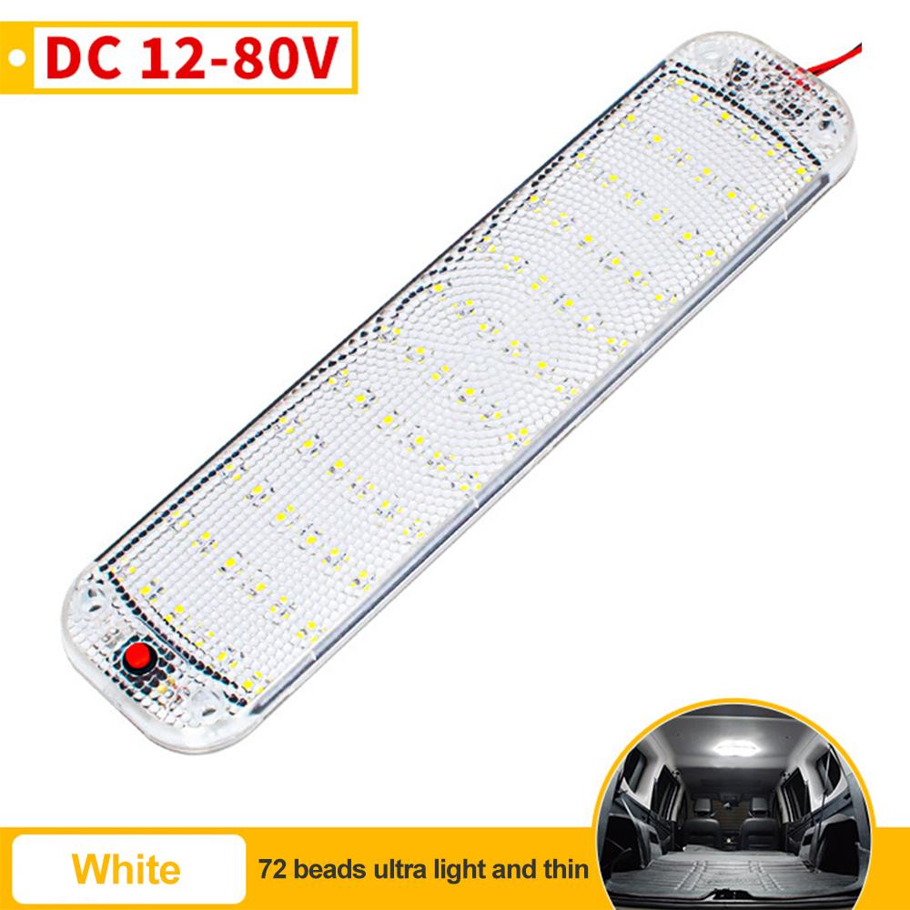48/72LED Dome Light Car Interior Reading Lamp High Brightness Night Lights for RV Motorhomes Marine Lights Strip 12-85V
