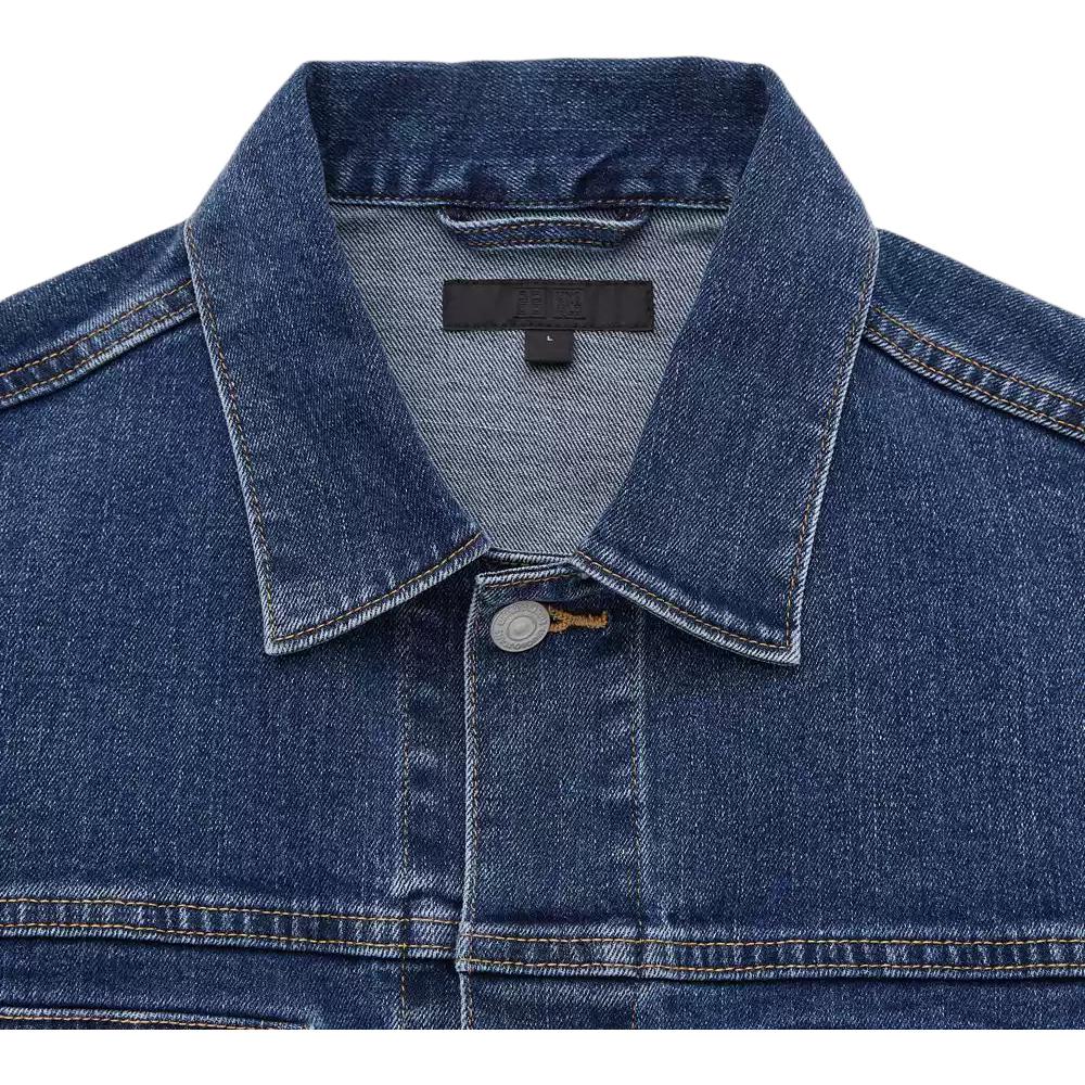Uniqlo Solid Color Long Sleeve Denim Jacket Unisex Jackets Blue 444552-68