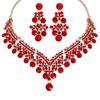 DIEZI Set di Gioielli Collana Orecchini con Strass Rosa Viola a Goccia d'Acqua Lusso Coreano Accessori Gioielli per Matrimonio Festa Cristallo