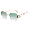 Borderless Sunglasses For Women'S Advanced Sense Of Uv Protection, Sun Protection, Sunshade, Big Face And Thin Sunglasses Tide