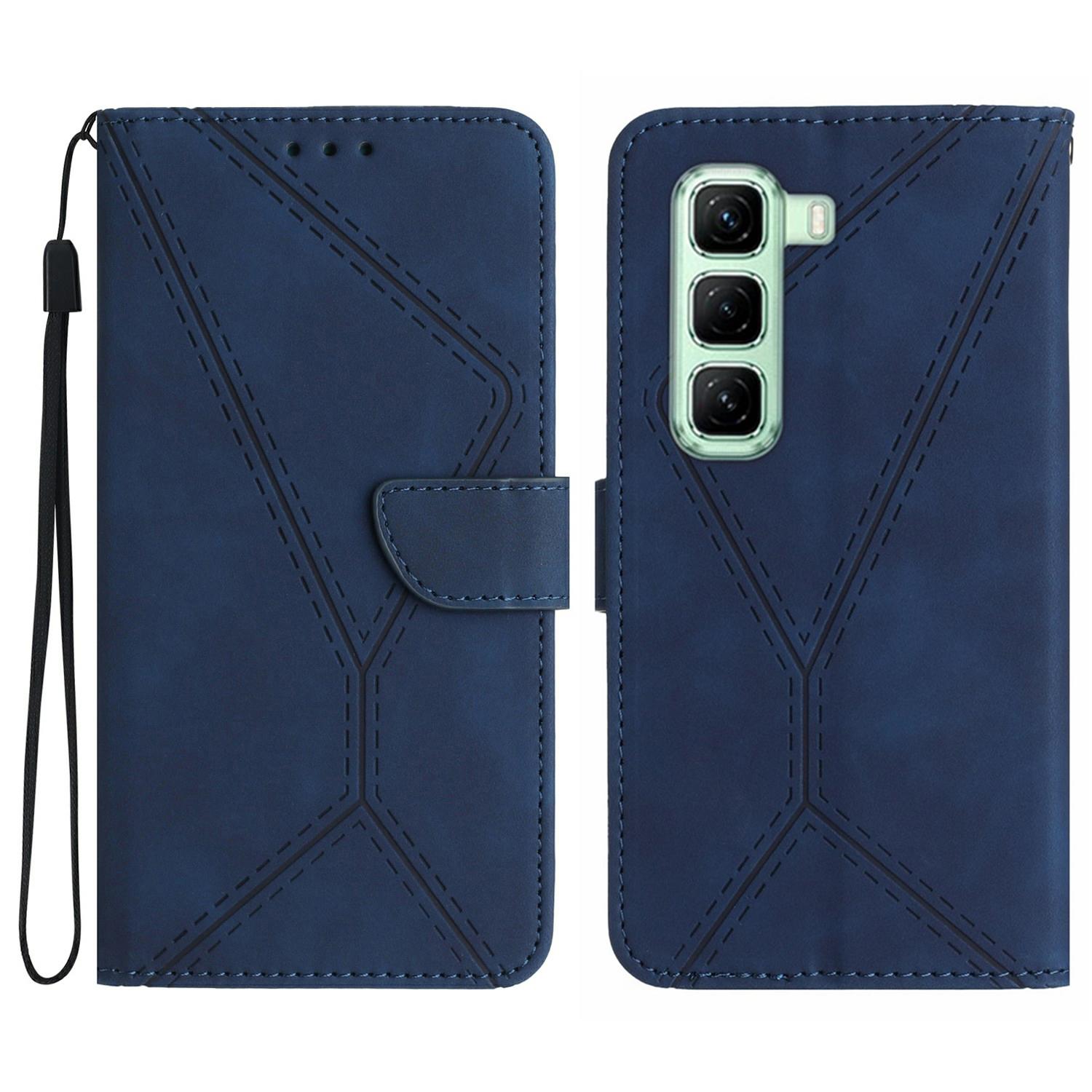 

Для Infinix Hot 50 Pro+ 4G Чохол Шкіряний на дотик З тисненими лініями PU Шкіра Відкидний Чохол для телефону Blue