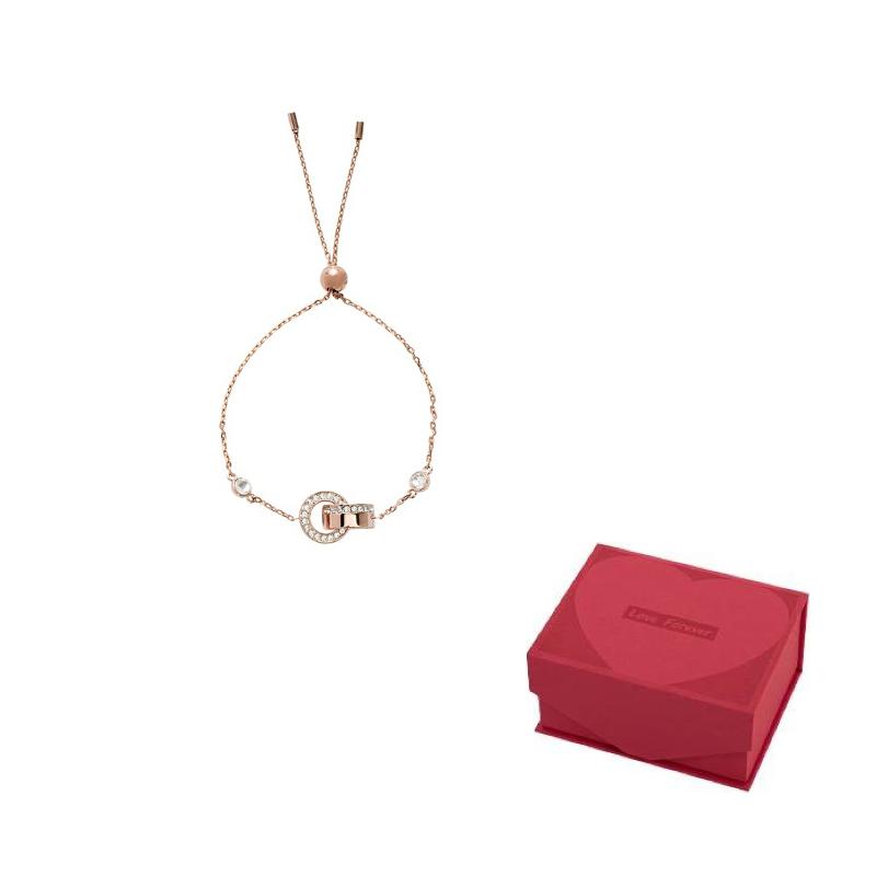 Swarovski Rose gold Crystal embellished Bracelet F (One Size Fits All)-Love Red Gift Box