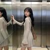 2026 Spring French-Inspired Women's Knit Dress: Long Sleeve, Waist-Cinching, Slimming Short Skirt