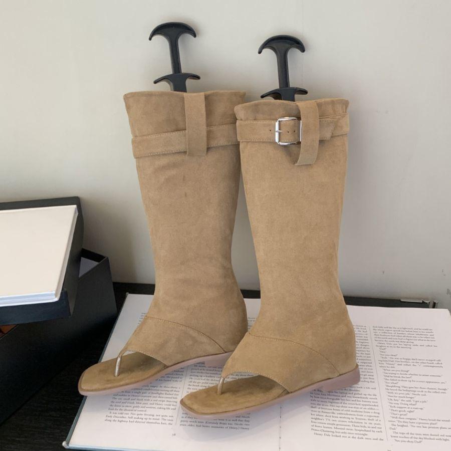 Summer 2025 New Spice Girls Pants Western Cowboy Cool Boots Heightening Sandals Women's Personality Mezzanine Toe Slope Heel High Top