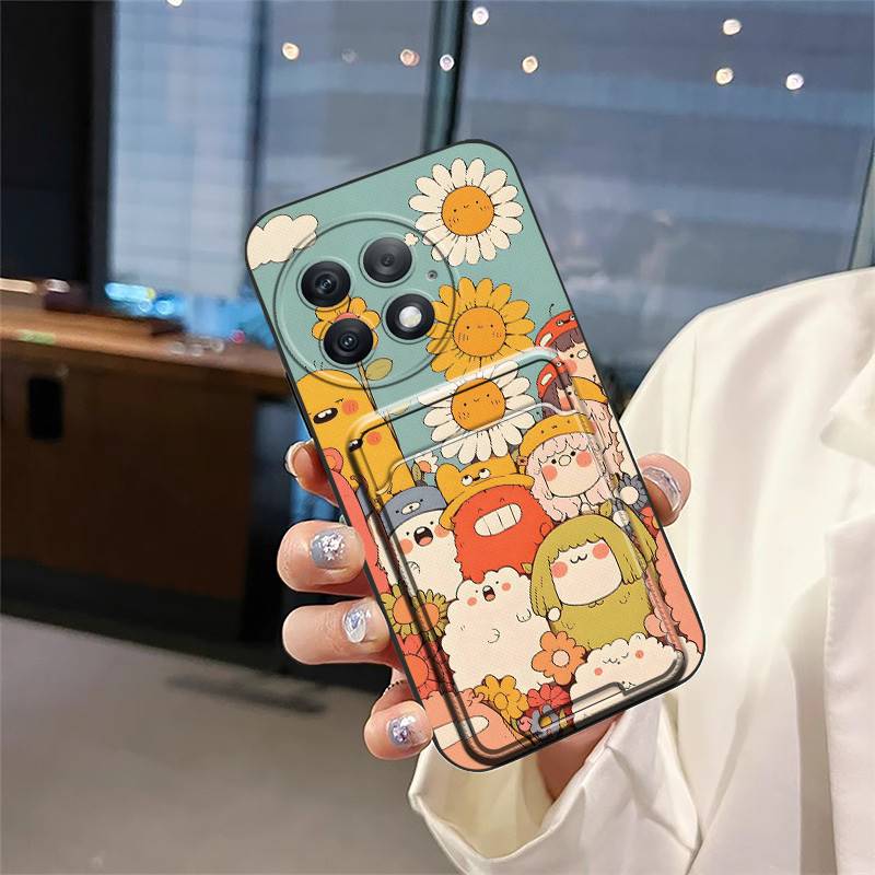 Waterproof Back Cover Phone Case For OnePlus Ace2 Pro/1+Ace2 Pro Card sleeve Cute Soft case Silicone Card slot TPU Cover