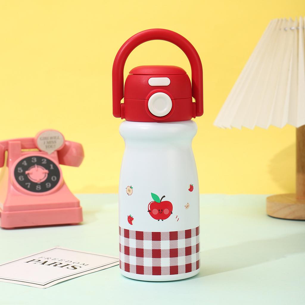 New Children's Straw Cup Cute Cartoon Portable Portable Bouncing Cup High Value Large Capacity Stainless Steel Thermos Cup