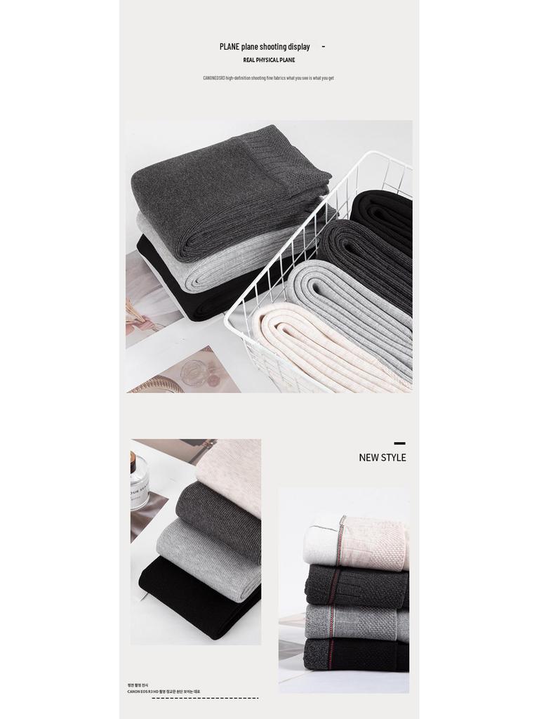 Women's Gray Slim Fit Cotton Leggings - 2025 New Warm Plus Velvet for Autumn/Winter