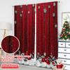2D Flat Printing 2pcs Merry Christmas Curtain Festive Snowflakes and Pine Branches Versatile 100% Polyester Without Electricity