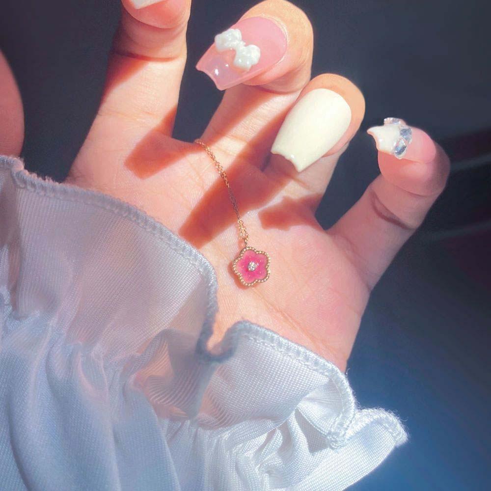 Korean Style Peach Blossom Necklaces Fashion Jewelry Flower Clavicle Chains  Women Girls