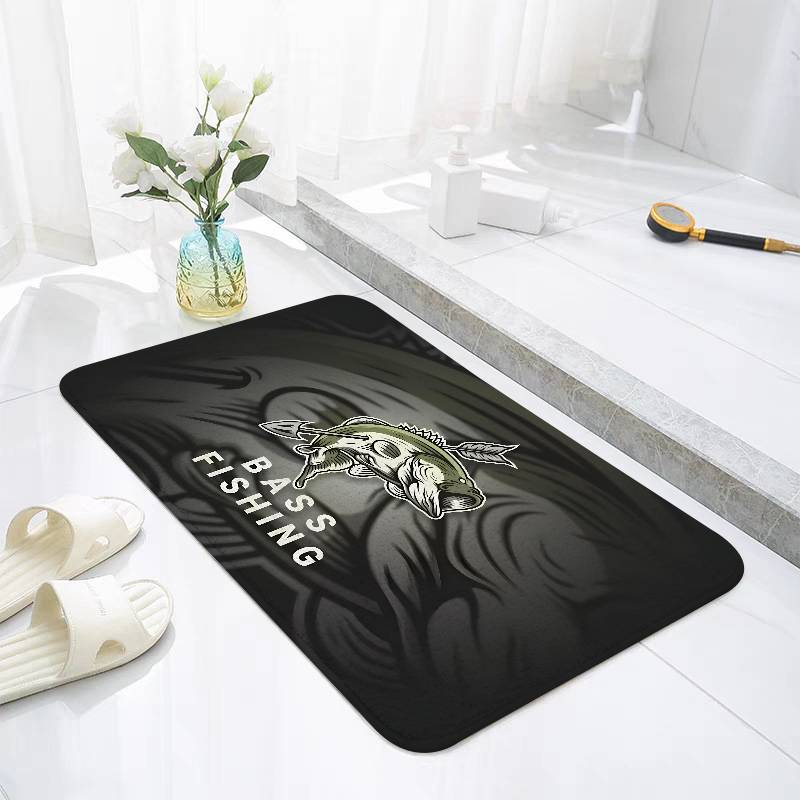 Bass Fishing Floor Mats Home Laundry Rug Carpet For Living Room Decor Lounge Area Anti-slip Foot Mat Entrance Doormat