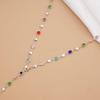 Bohemian Colorful Y-Shaped Long Necklace for Women Vintage Gold Metal Crystal Pendant Adjustable Chain Anti-Tarnish Design