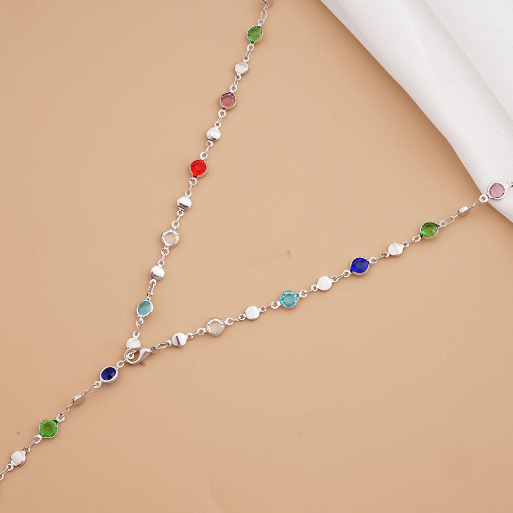 Bohemian Colorful Y-Shaped Long Necklace for Women Vintage Gold Metal Crystal Pendant Adjustable Chain Anti-Tarnish Design