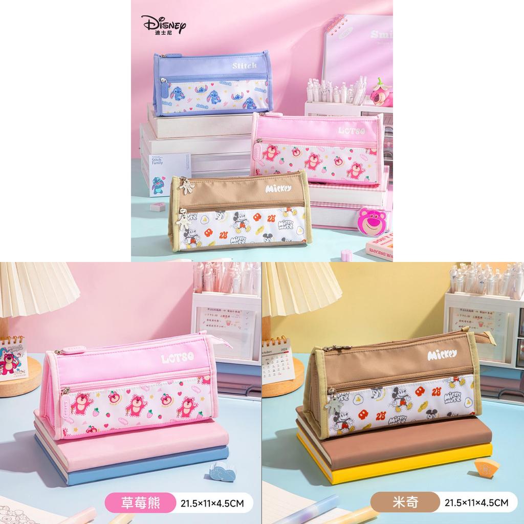 Series Lotso And Mickey Print Design Pencil Case Large Capacity Stationery Organizer For Students