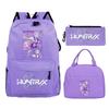 Primary and secondary school students schoolbag three-piece set, animation cartoon personalized printing backpack, casual pencil bag, meal bag