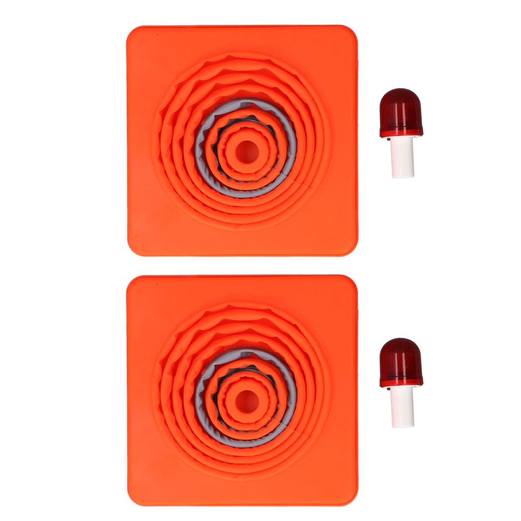 2 Stück 45 cm Faltbare Verkehrskegel mit Reflektorkragen 2 Warnlampen Orange Straßenverkehrssicherheitskegel