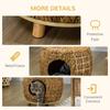 Wicker Cat Bed Cat House Stool with Washable Cushion, 44 X 43 X 41cm