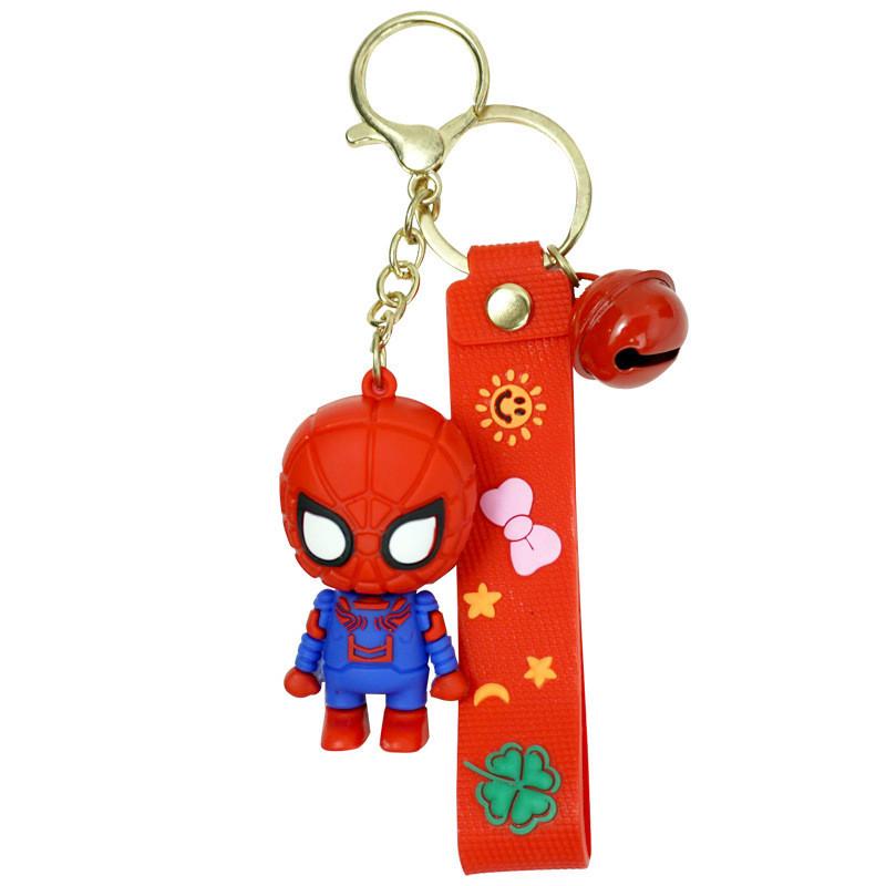 Adorable Marvel Cartoon Spiderman Couple Keychain Rubber Key Accessories