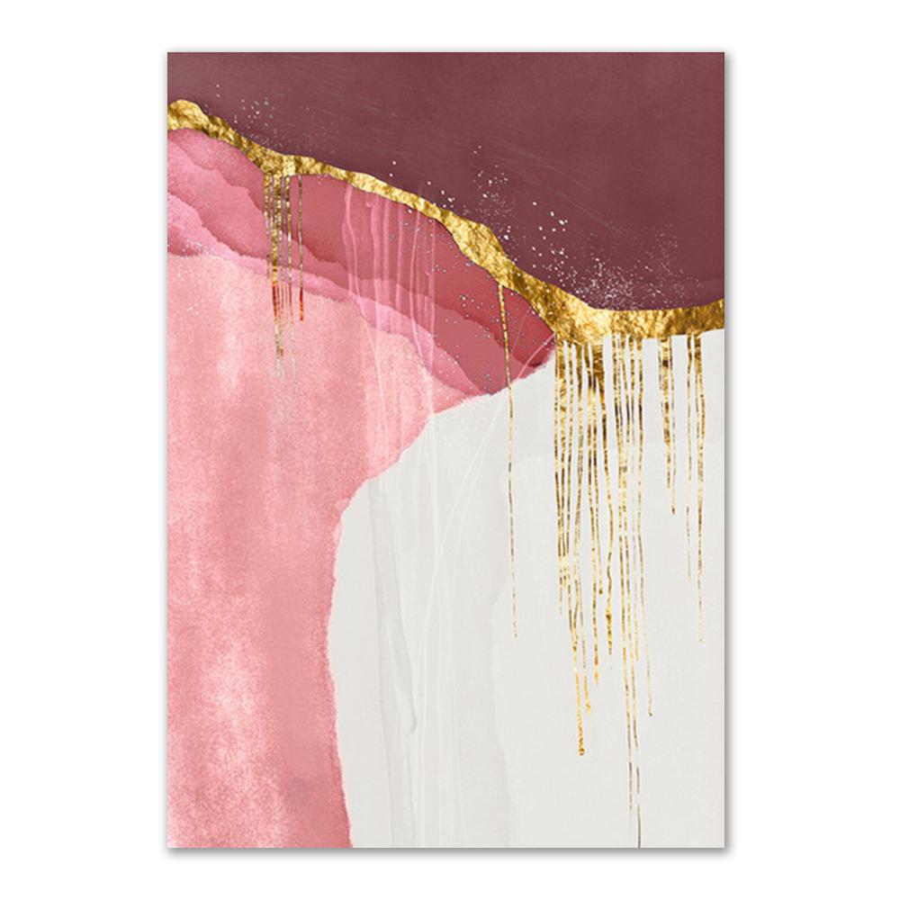 Abstract Gold Foil Modern Lines Pink Canvas Art Paintings For Living Room Bedroom Posters And Prints Wall Poster Home Decor