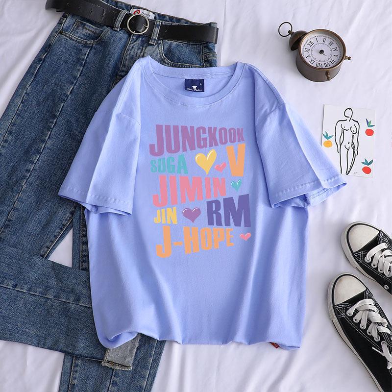 2022 Summer Trendy Printed Crew Neck Short Sleeve Cotton Women's Casual Top