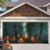 7 x 16ft Halloween Garage Door Cover Large Skeleton Graveyard Hanging Backdrop Door Banner for Halloween Yard Front Porch Wall Decoration