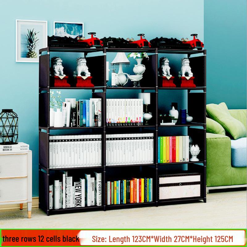 Best-Selling Multi-Layer Bookshelf: Three-Column Steel Pipe Bookcase for Home Storage & Student Organization