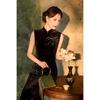 Sleeveless young cheongsam new Chinese style improved long new autumn Republic of China style velvet dress black etiquette daily