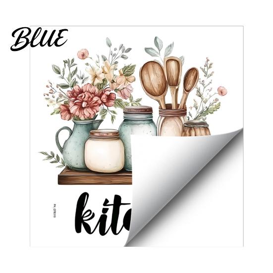 Wandkunst für Esszimmer Cartoon Küchenaufkleber Aquarell Dekorativer Aufkleber PVC Wasserdicht Retro Dekor Wandbild Abnehmbare Aufkleber Schrank Fenster Glas