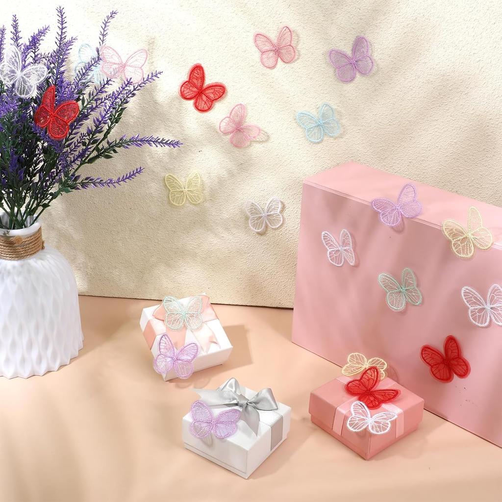 10/20 Pack Butterfly Applique Patches, Colorful Embroidered Organza Lace Butterflies Butterfly Fabric for DIY Sewing.