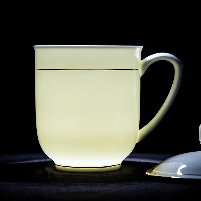 Bo Yi Duo Gold Rim Stoneware Office Tea Mug with Lid