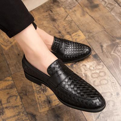 Zapatos de Lujo para Hombre Mocasines Zapatos Loafer Hombres Casual Patrón de Tejido de Cuero Zapatos sin Cordones Zapatos de Vestir para Hombre Zapatos de Plataforma