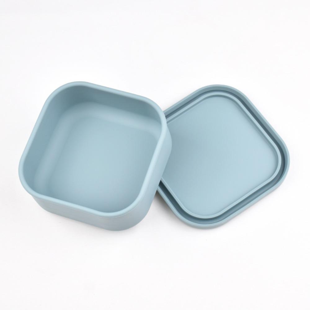 

Простой квадратный контейнер для еды Микроволновая миска для сохранения свежести Многоразовый портативный ланч-бокс Пикник синий