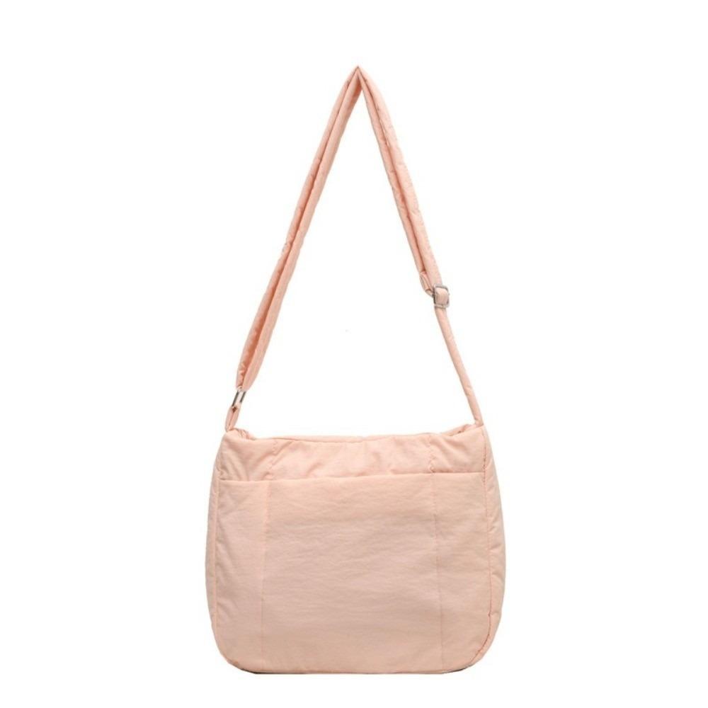 

Large Capacity Down Cotton Shoulder Bag Korean Style Nylon Handbag Casual Puffy Bag Lady розовый