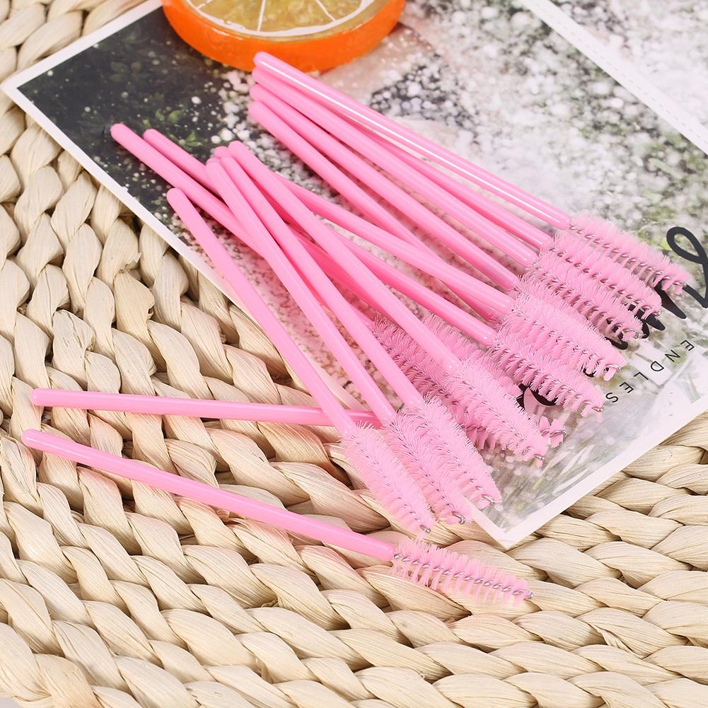 50Pcs Set Disposable Eyelashes Brush Mascara Wands Applicator Eyes Makeup Cosmetic Tool Pink