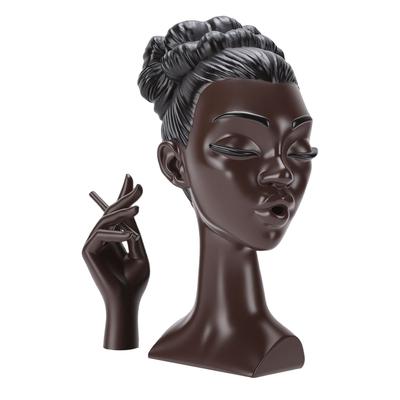 Kopf-Räucherstäbchenhalter Lustig Elegant Schwarz Frauenkopf-förmig Harz Heim-Büro Schreibtisch Dekoration für Räucherstäbchen