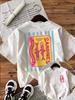 Women's Sardine Print T-Shirt Sleeve Round Neck Top with Front Back Sustainably Caught Sardine Retro Casual Aesthetic Clothes
