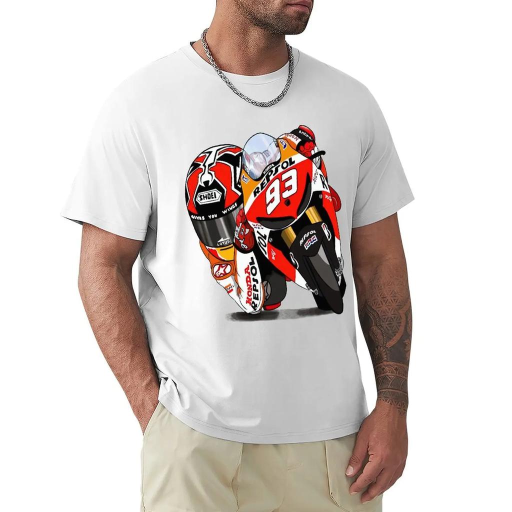 Marc Signature 93 MOTO T Shirt Harajuku Short Sleeve T-shirt 100% Cotton Graphics Tshirt Tops