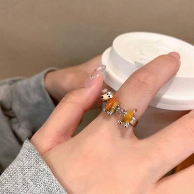 Cute Cute Spring Dog Ring Female Niche Design Simple Adjustable Open Ring Personalized Versatile Fashion Ring