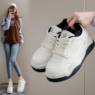 Women‘s Casual Chunky Platform Sneakers Breathable PU Leather Anti-Slip Sport Walking Shoes for Women Outdoor Comfortable Lace-up Tennis Sneakers