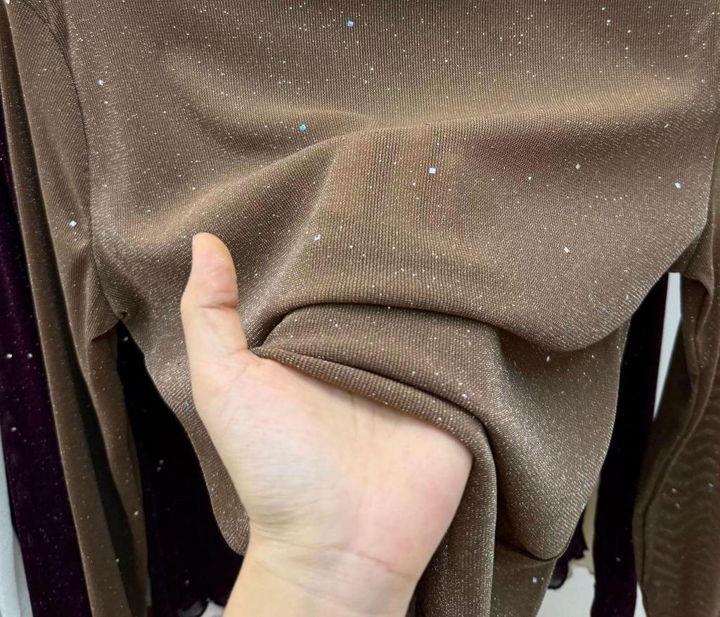 Purple Sequin High Neck Ruffle Lace Top - Women's Slimming Long Sleeve T-Shirt for Autumn/Winter Trends