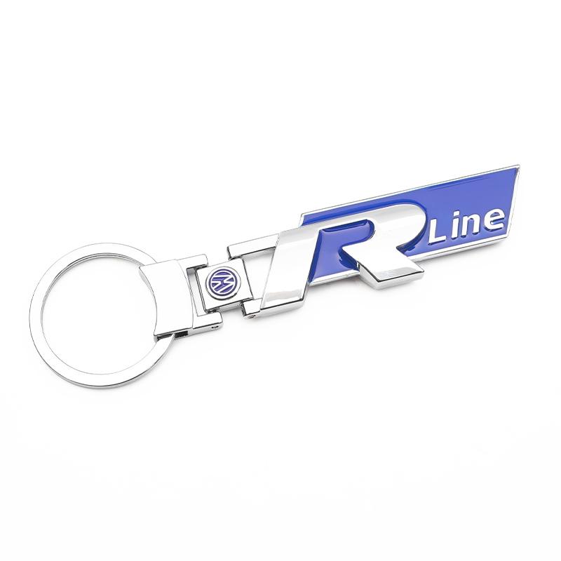 Valve Stems Caps 3D Metal/Leather Car Logo Key Chain Keyring Auto Interiors Accessorie For Volkswagen VW Rline Passat Polo Arteo LB0