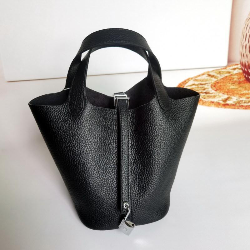 Mini Borsa a Secchiello in Vera Pelle Togo da Donna Borsa a Mano Morbida Strutturata In Vari Colori