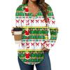 Women's Fashion Hoodies V Neck Long Sleeve Christmas Printed Drawstring Casual Loose Pullover Tops